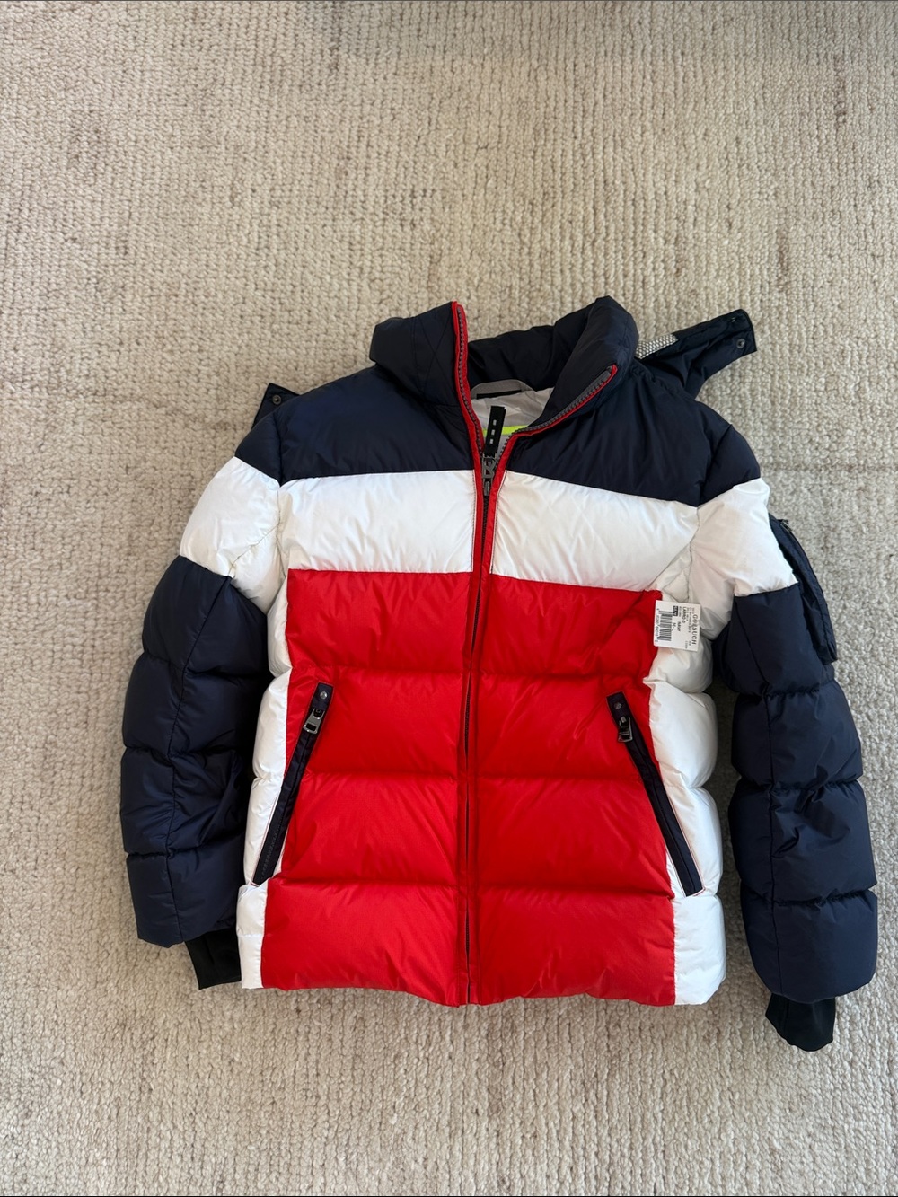 Bogner Kids Colorblock Ski Puffer Jacket in Red, White & Navy